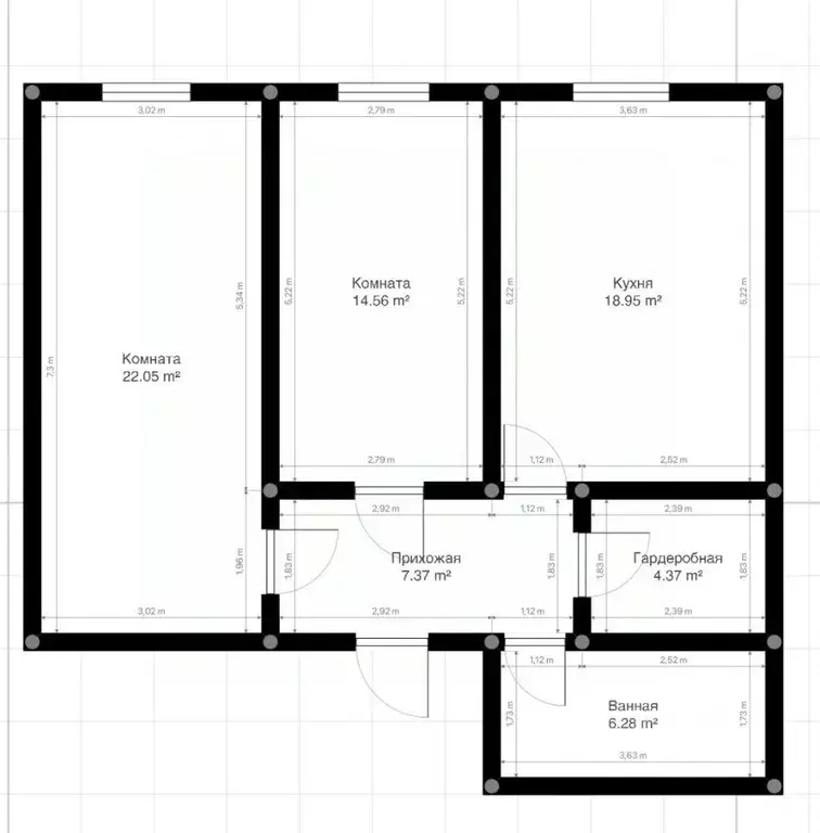 2-к кв. Кабардино-Балкария, Нальчик ул. Тарчокова, 33 (74.6 м) - Фото 1