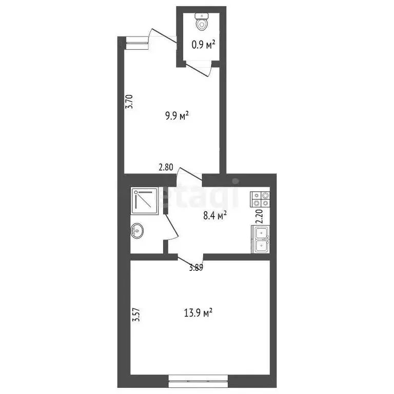 1-комнатная квартира: Алупка, Приморская улица, 4 (33.1 м) - Фото 1