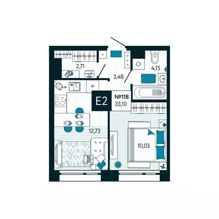 1-к кв. Тульская область, Тула ул. Чмутова, 158Д (33.1 м) - Фото 1