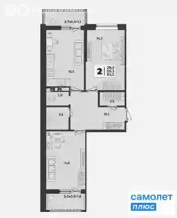 2-комнатная квартира: Краснодар, улица имени Генерала Корнилова, 1к1 ... - Фото 0
