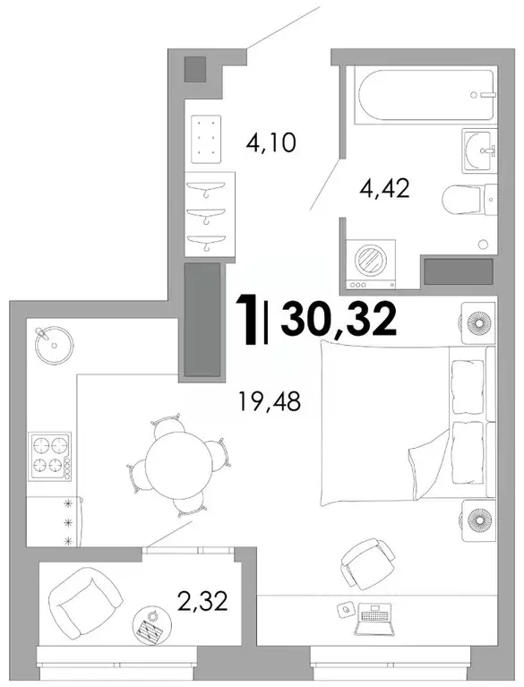1-к кв. Владимирская область, Владимир Уно жилой комплекс (30.32 м) - Фото 1