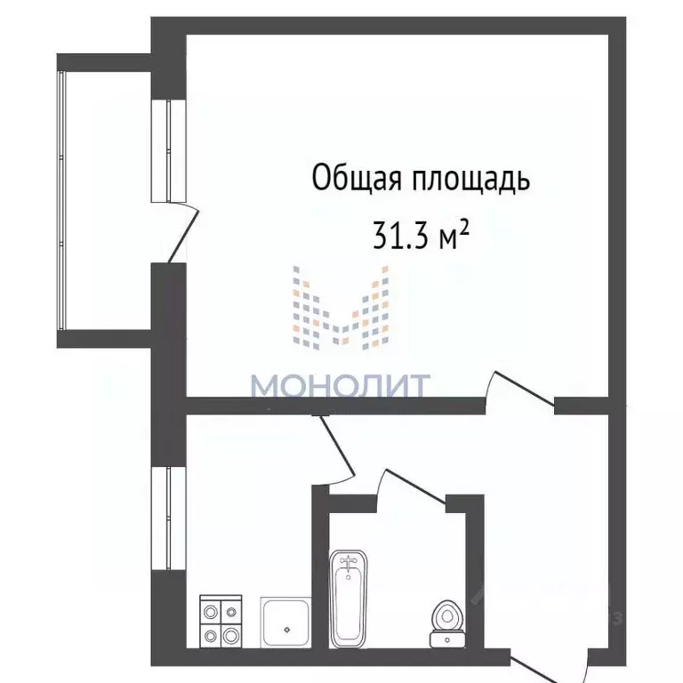 1-к кв. Москва ул. 3-я Соколиной Горы, 19 (31.0 м) - Фото 2