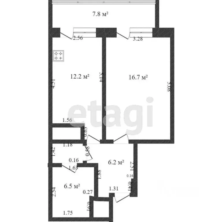 1-к кв. Ханты-Мансийский АО, Сургут тракт Тюменский, 19 (52.0 м) - Фото 1