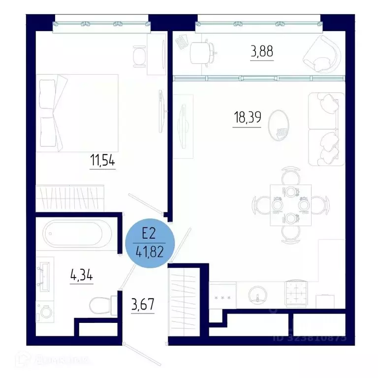 1-к кв. Рязанская область, Рязанский муниципальный округ, с. Дядьково ... - Фото 2