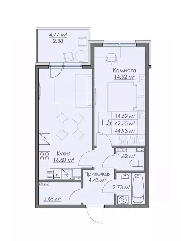 1-к кв. Ленинградская область, Выборг Центральный мкр, Папула кв-л, ... - Фото 1