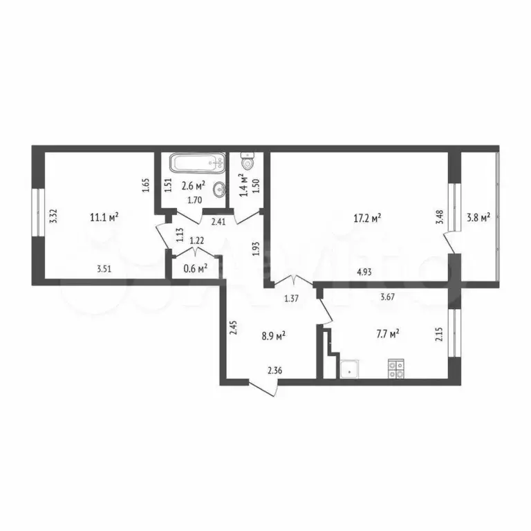 2-к. квартира, 49,8 м, 5/5 эт. - Фото 0