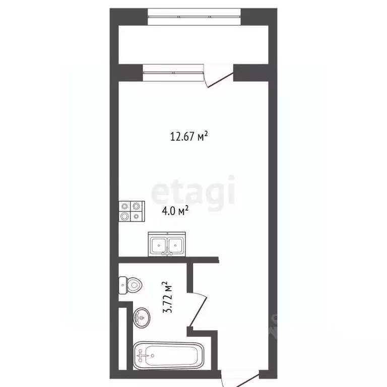 Студия Москва Тюменский проезд, 3к1 (21.9 м) - Фото 2