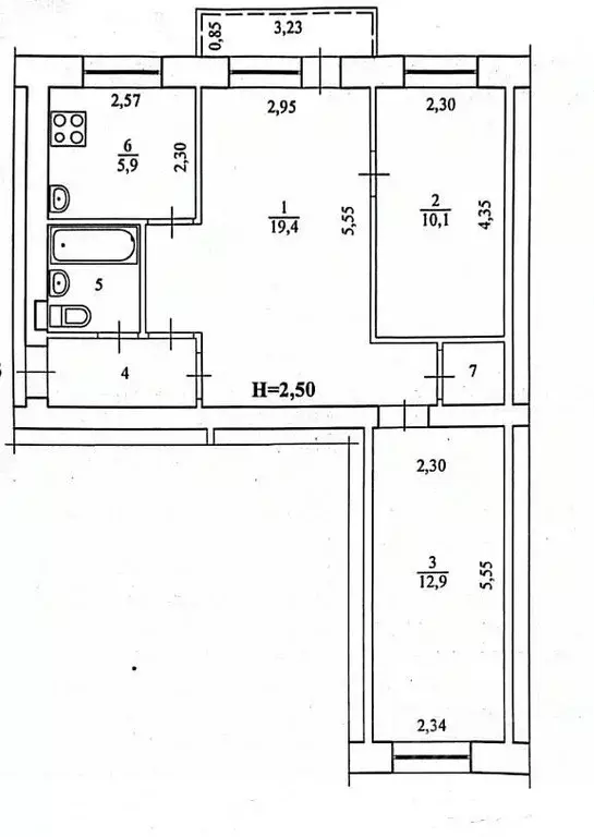 3-к кв. Волгоградская область, Волгоград Тарифная ул., 25 (55.8 м) - Фото 1