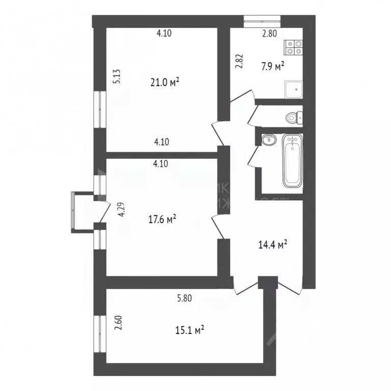 3-к кв. Тюменская область, Тюмень Микрорайон мыс, ул. Судоремонтная, 1 ... - Фото 2