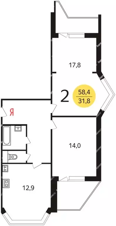 2-комнатная квартира: Москва, Ленинградское шоссе, 108к3 (60 м) - Фото 0