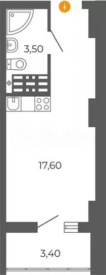 Квартира-студия, 23м, 9/26эт. - Фото 0