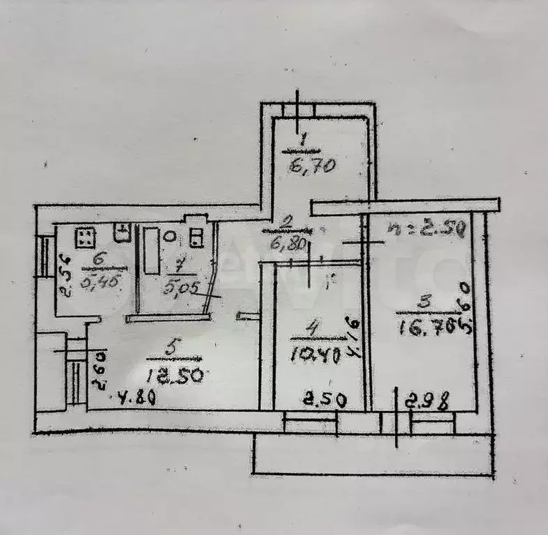 3-к. квартира, 63,6 м, 3/5 эт. - Фото 0