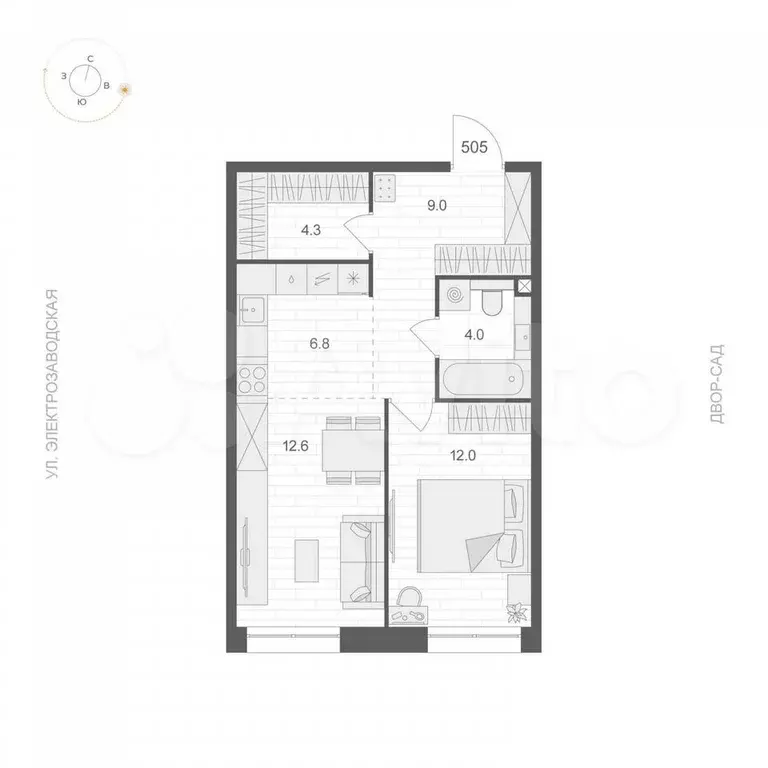 1-к. квартира, 48,7 м, 5/12 эт. - Фото 0