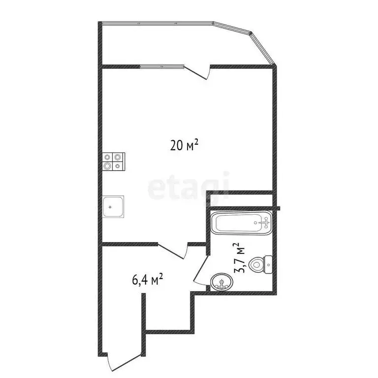 Квартира-студия: Обнинск, улица Гагарина, 65 (30.1 м) - Фото 0