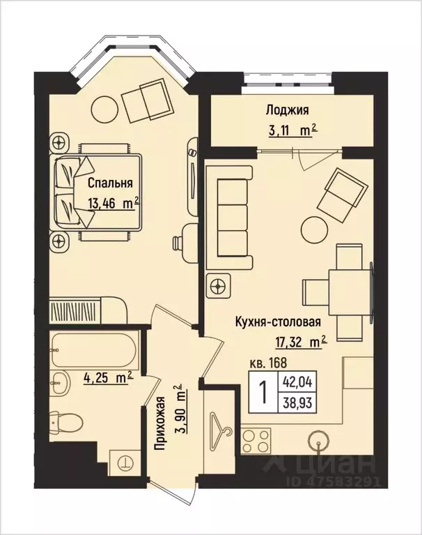 1-к кв. Нижегородская область, Нижний Новгород Литературная ул., 5 ... - Фото 1