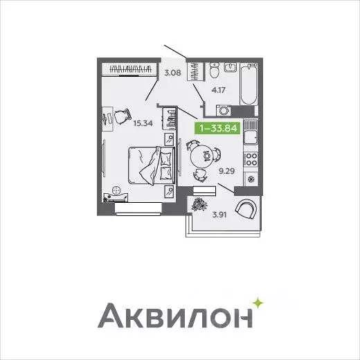 1-к кв. Архангельская область, Северодвинск И-1 кв-л, Аквилон Нео ... - Фото 0