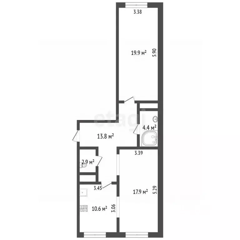 2-к кв. Москва Варшавское ш., 141к10 (69.0 м) - Фото 2