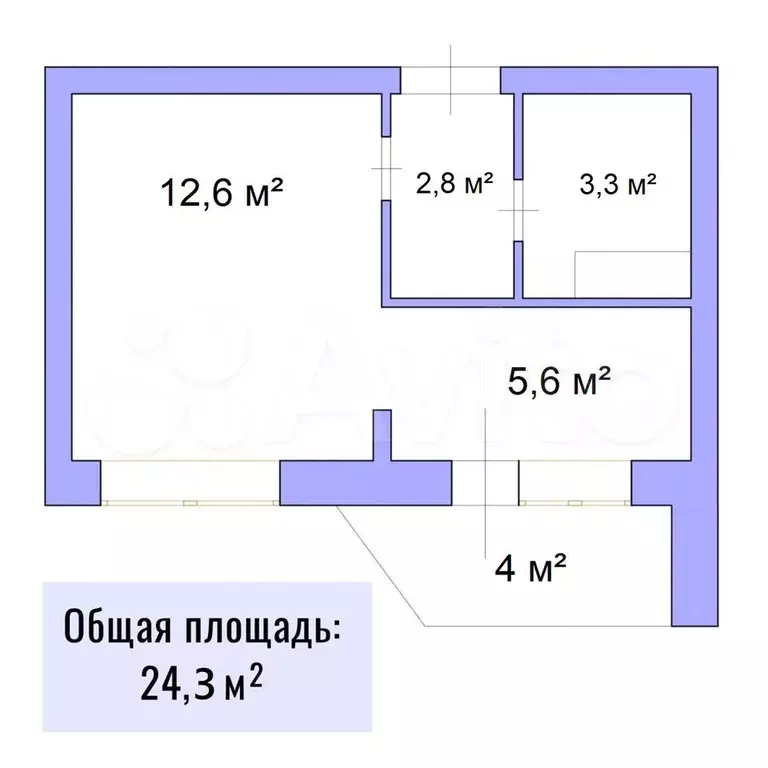 1-к. квартира, 24,3 м, 2/17 эт. - Фото 0