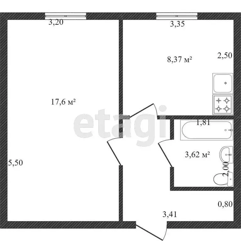 1-комнатная квартира: Тобольск, 6-й микрорайон, 120Ж (35 м) - Фото 0