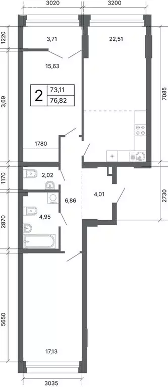 2-комнатная квартира: Екатеринбург, улица Мира, 47/7 (76.6 м) - Фото 1