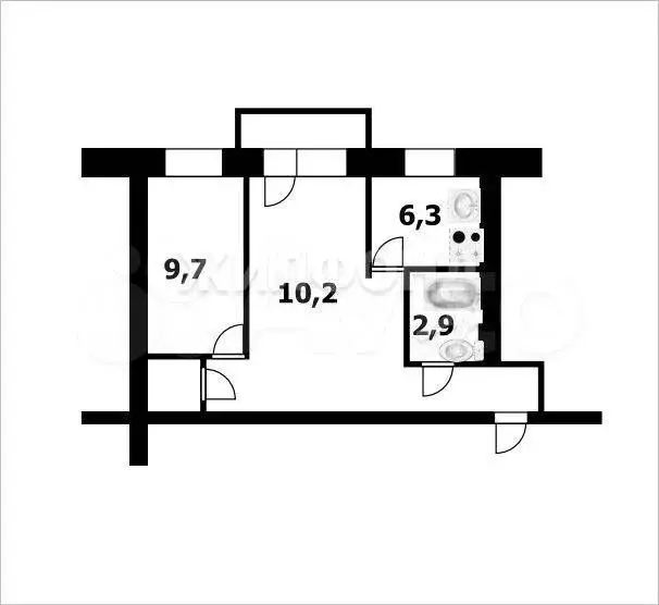 2-к. квартира, 42,9 м, 4/5 эт. - Фото 0