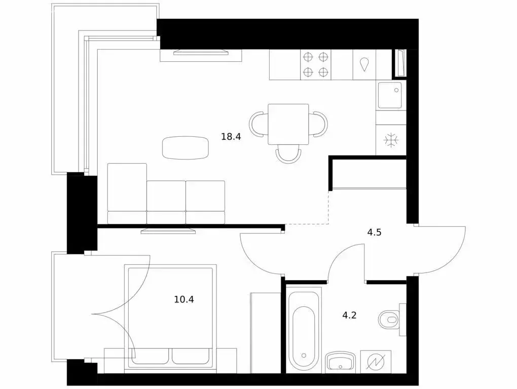1-комнатная квартира: Казань, проезд Владимира Шнеппа (37.5 м) - Фото 0