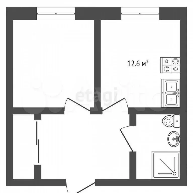 1-к. квартира, 42,5 м, 2/9 эт. - Фото 0