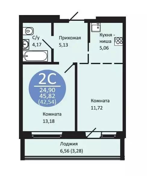 2-комнатная квартира: Новосибирск, улица Радиостанция № 2, 22/1 (45 м) - Фото 0