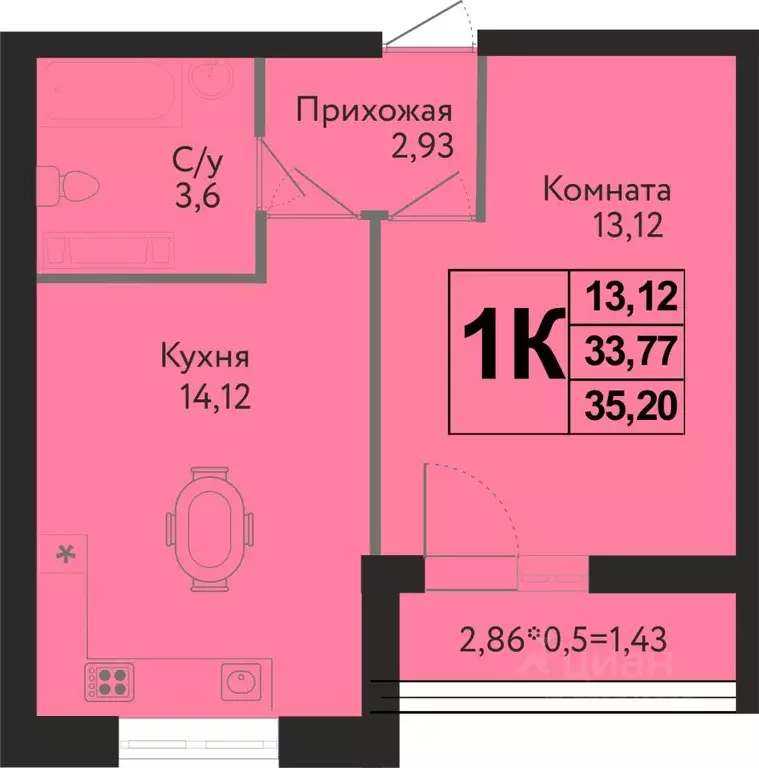 1-к кв. Краснодарский край, Краснодар ул. Имени Владимира ... - Фото 0