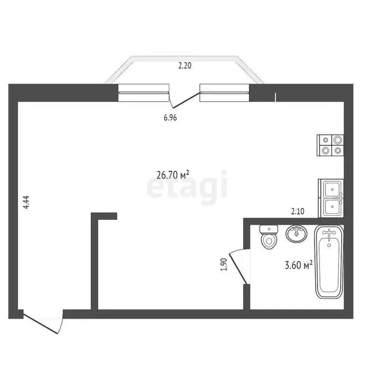 1-комнатная квартира: Севастополь, улица Челюскинцев, 49/4 (30.3 м) - Фото 0