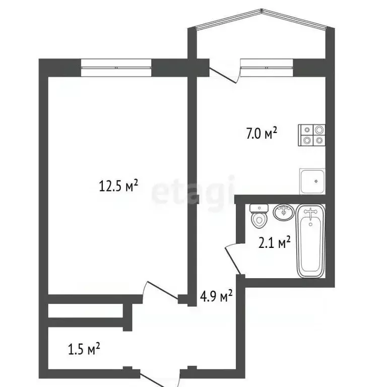1-к кв. Крым, Ялта ул. Дзержинского, 33к3 (30.0 м) - Фото 2