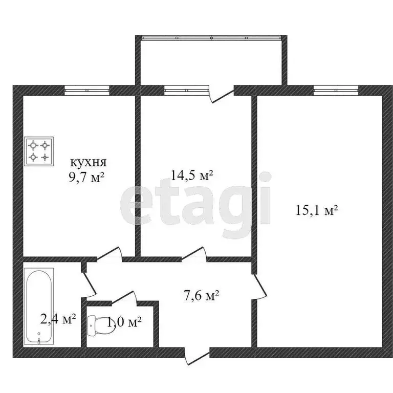 2-комнатная квартира: Ишим, Цветочная улица, 7 (49.8 м) - Фото 1