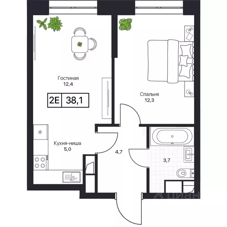 1-к кв. Московская область, Пушкино Пушкино Град жилой комплекс (37.8 ... - Фото 1