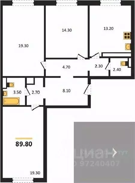 3-к кв. Воронежская область, Воронеж ул. Шишкова, 140Б/16 (89.8 м) - Фото 0