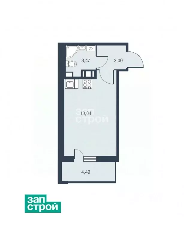 Студия Санкт-Петербург Манчестерская ул., 3к2 (25.4 м) - Фото 2