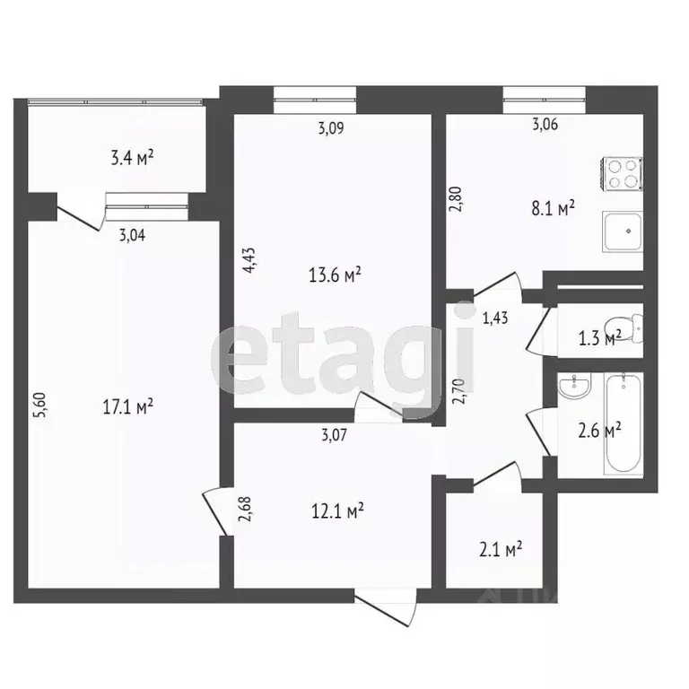 2-к кв. Амурская область, Благовещенск ул. Ломоносова, 164 (42.0 м) - Фото 1
