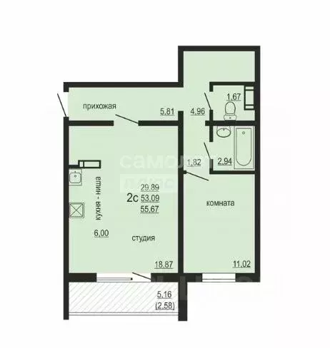 1-к кв. Челябинская область, Челябинский городской округ, пос. ... - Фото 1