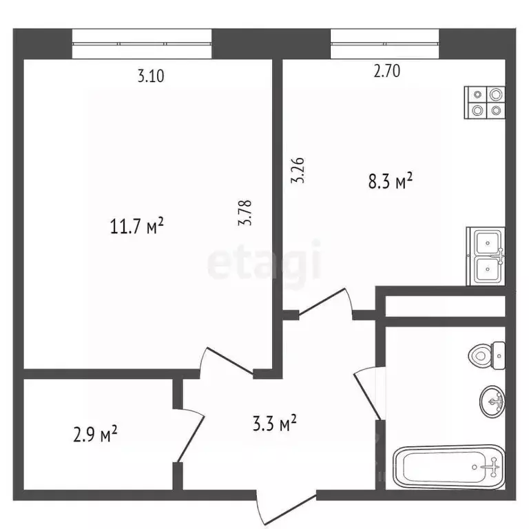 1-к кв. Татарстан, Набережные Челны пос. ГЭС, 9-й комплекс, 24 (29.6 ... - Фото 2