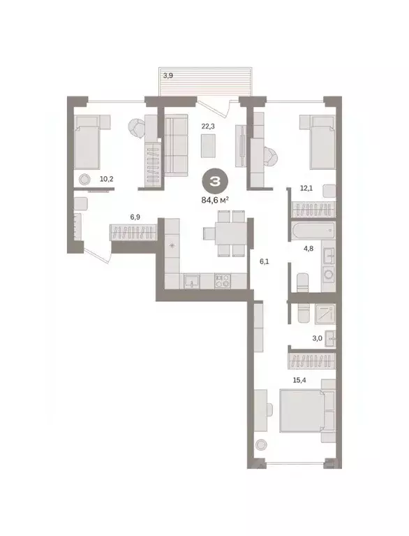 3-к кв. Омская область, Омск  (84.62 м) - Фото 2