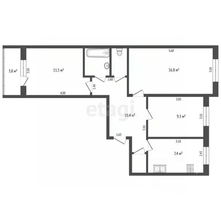 3-к кв. Нижегородская область, Выкса Центральный мкр, 11 (62.0 м) - Фото 2