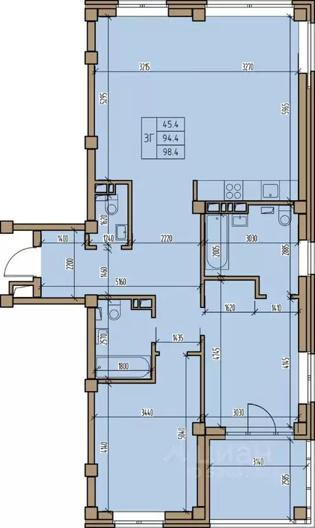3-к кв. Хакасия, Абакан ул. Комарова, 7 (98.4 м) - Фото 1