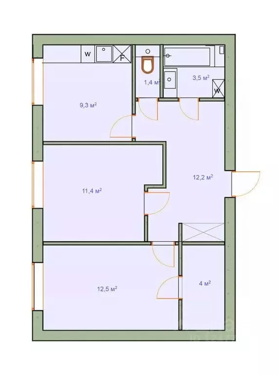 2-к кв. Санкт-Петербург Бассейная ул., 33 (55.0 м) - Фото 2