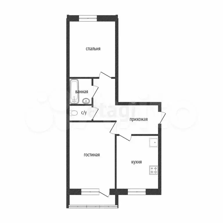 2-к. квартира, 50,4 м, 5/5 эт. - Фото 0