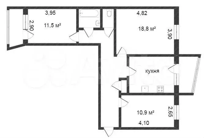 3-к. квартира, 72,6 м, 7/9 эт. - Фото 0