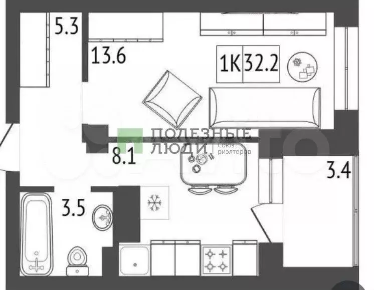1-к. квартира, 30,4 м, 2/24 эт. - Фото 0