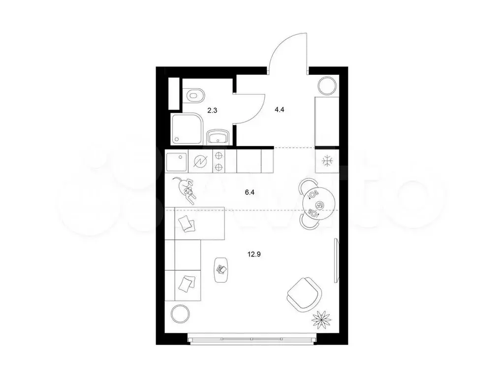 Квартира-студия, 26 м, 11/16 эт. - Фото 0