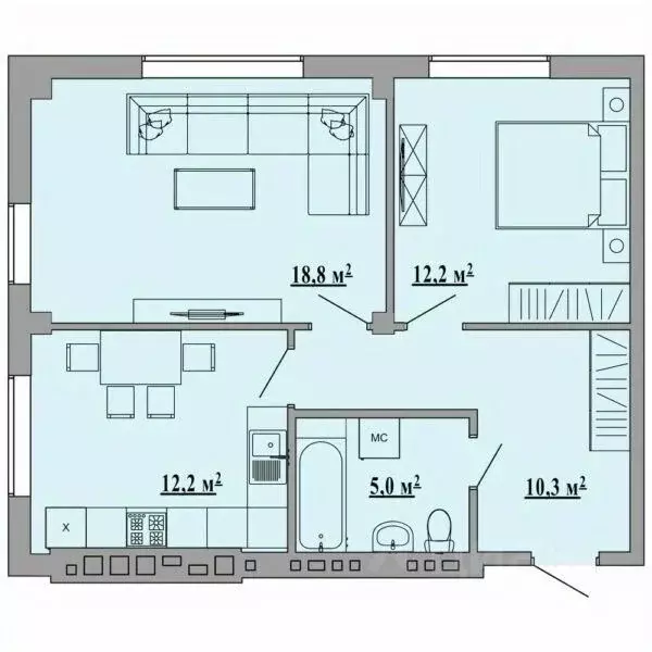 2-к кв. Липецкая область, Липецк ул. Василия Саунина, 2А (60.6 м) - Фото 1
