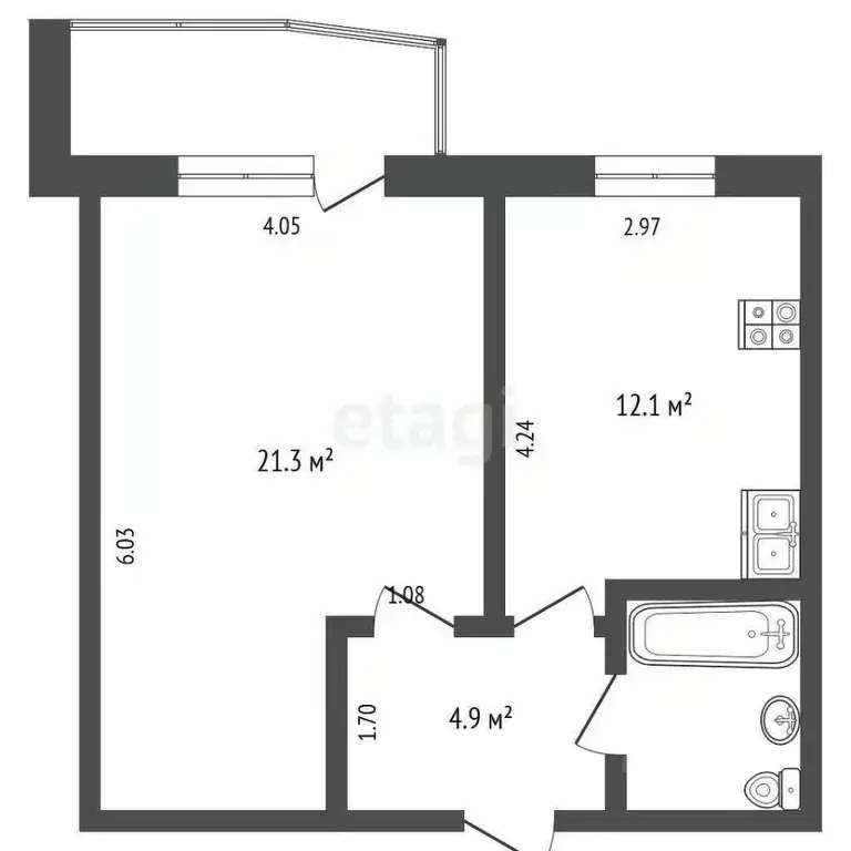 1-к кв. Вологодская область, Вологда Петрозаводская ул., 16А (41.8 м) - Фото 2