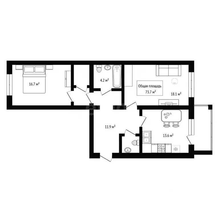 2-к кв. Новосибирская область, Бердск ул. Красная Сибирь, 123 (73.7 м) - Фото 1