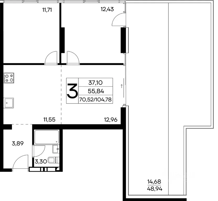 3-к кв. Крым, Алушта муниципальный округ, пос. Семидворье  (104.78 м) - Фото 1
